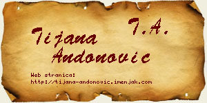 Tijana Andonović vizit kartica